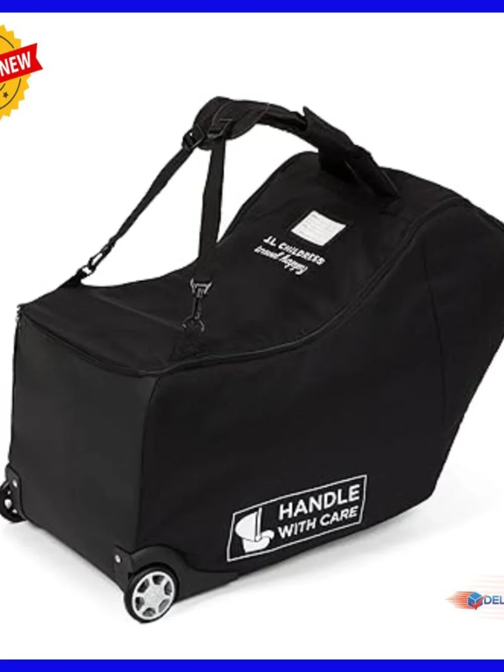 Padded Infant Car Seat Travel Bag with Wheels, Backpack Straps, AirTag
